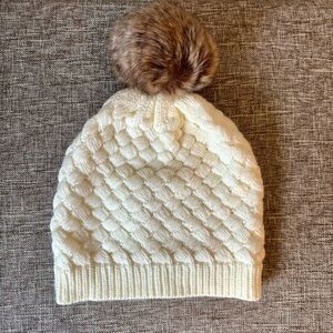 J. Crew Factory Cable Knit Beanie Ivory Brown